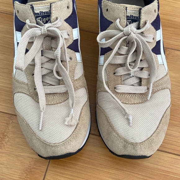 Onitsuka Tiger By ASICS Alvarado Sneakers Suede Mesh Tan Blue Unisex M 8 / W 9.5 - Picture 13 of 17